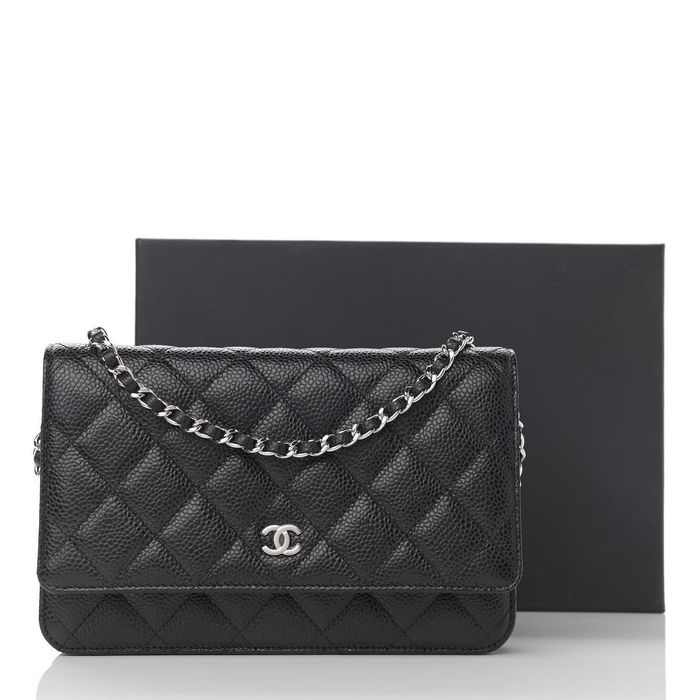 Caviar Quilted Wallet On Chain WOC Black