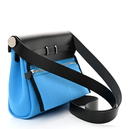 Hermes Military Toile Vache Hunter Herbag Zip Retourne 20 Bleu Riviera Black 3 of 10