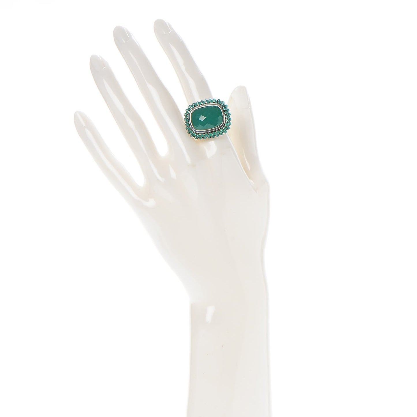 Sterling Silver Green Onyx 18mm Osetra Ring 54 7