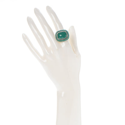 David Yurman Sterling Silver Green Onyx 18mm Osetra Ring 54 7 2 of 5
