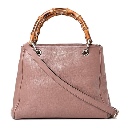 Gucci Calfskin Small Bamboo Shopper Tote Dark Cipria 1 of 17