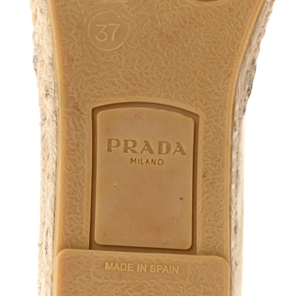 Prada Metallic Nappa Embroidered Logo 20mm Espadrilles 37 Platino 7 of 10