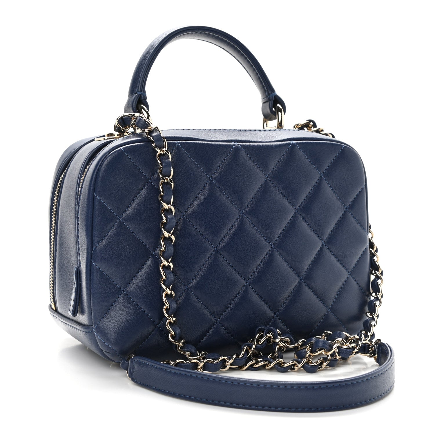 Chanel Lambskin Quilted Small Trendy CC Bowling Bag Navy 3 of 11