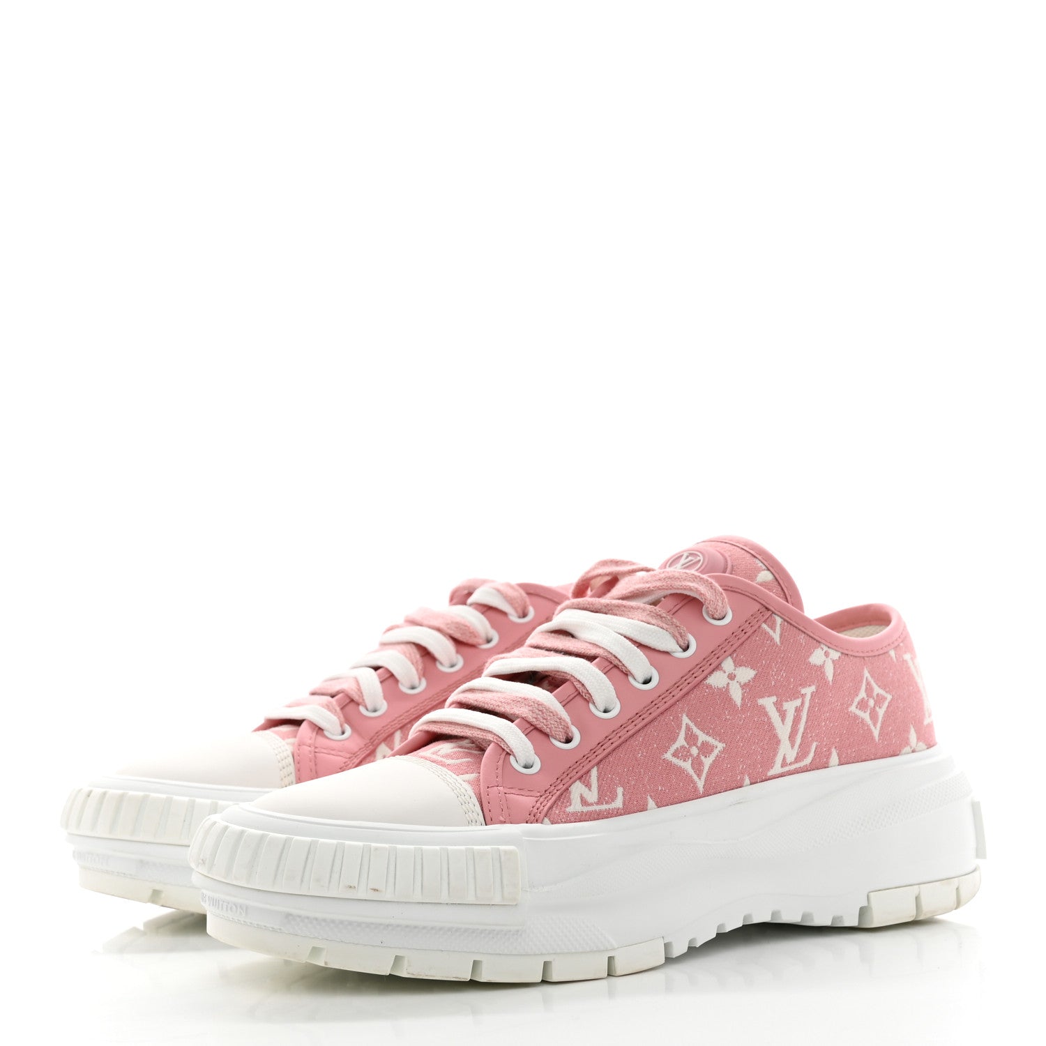 Louis Vuitton Denim Monogram Squad Sneakers 37.5 Pink 3 of 17