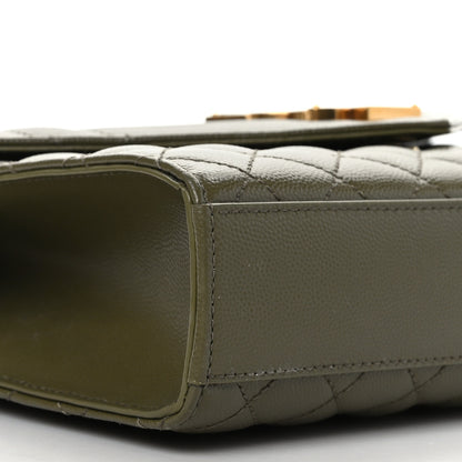 Saint Laurent Grain De Poudre Textured Mixed Matelasse Triquilt Medium Monogram Satchel Light Sage 8 of 9