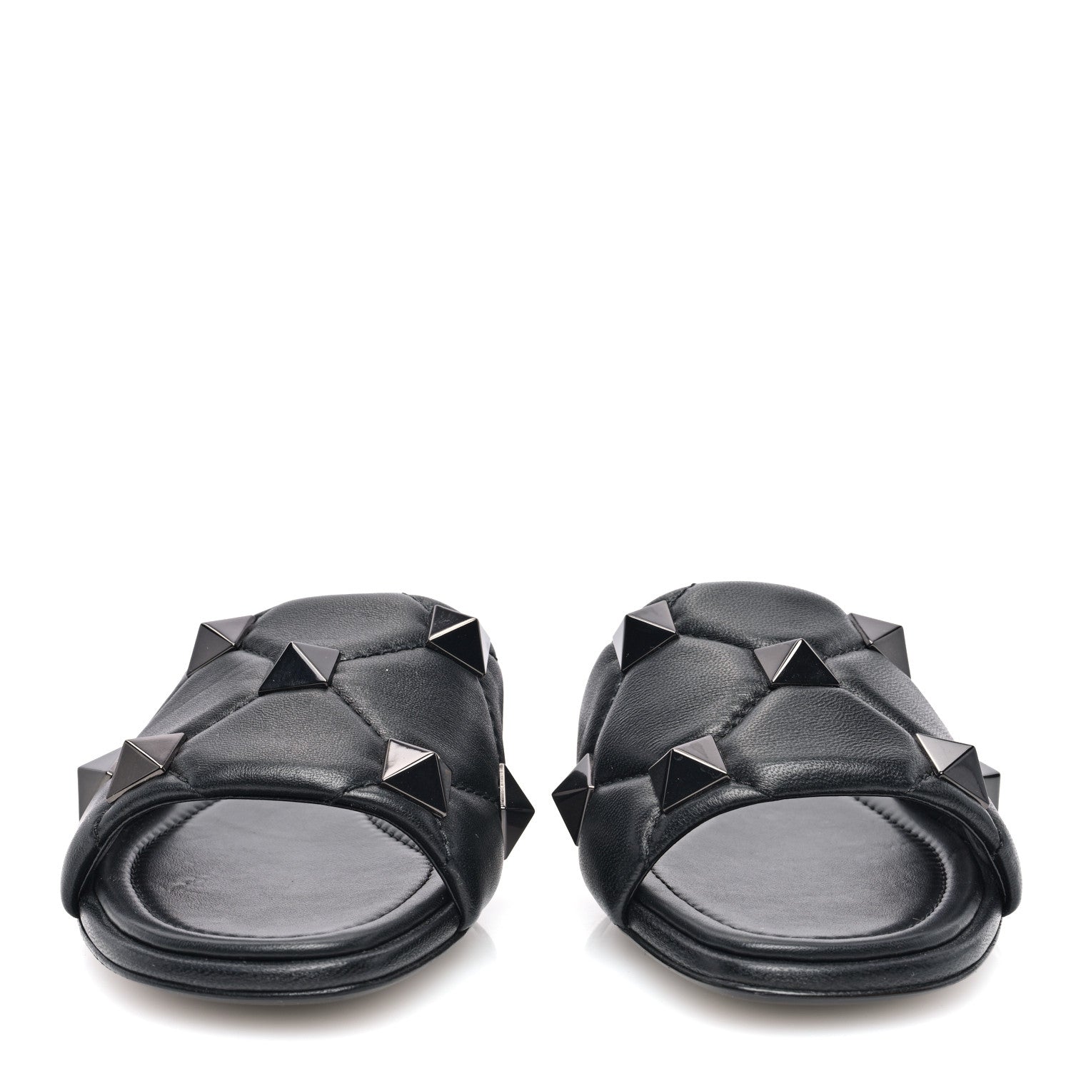 Valentino Garavani Nappa Monochrome Roman Stud Flat Slide Sandals 36.5 Black 2 of 7