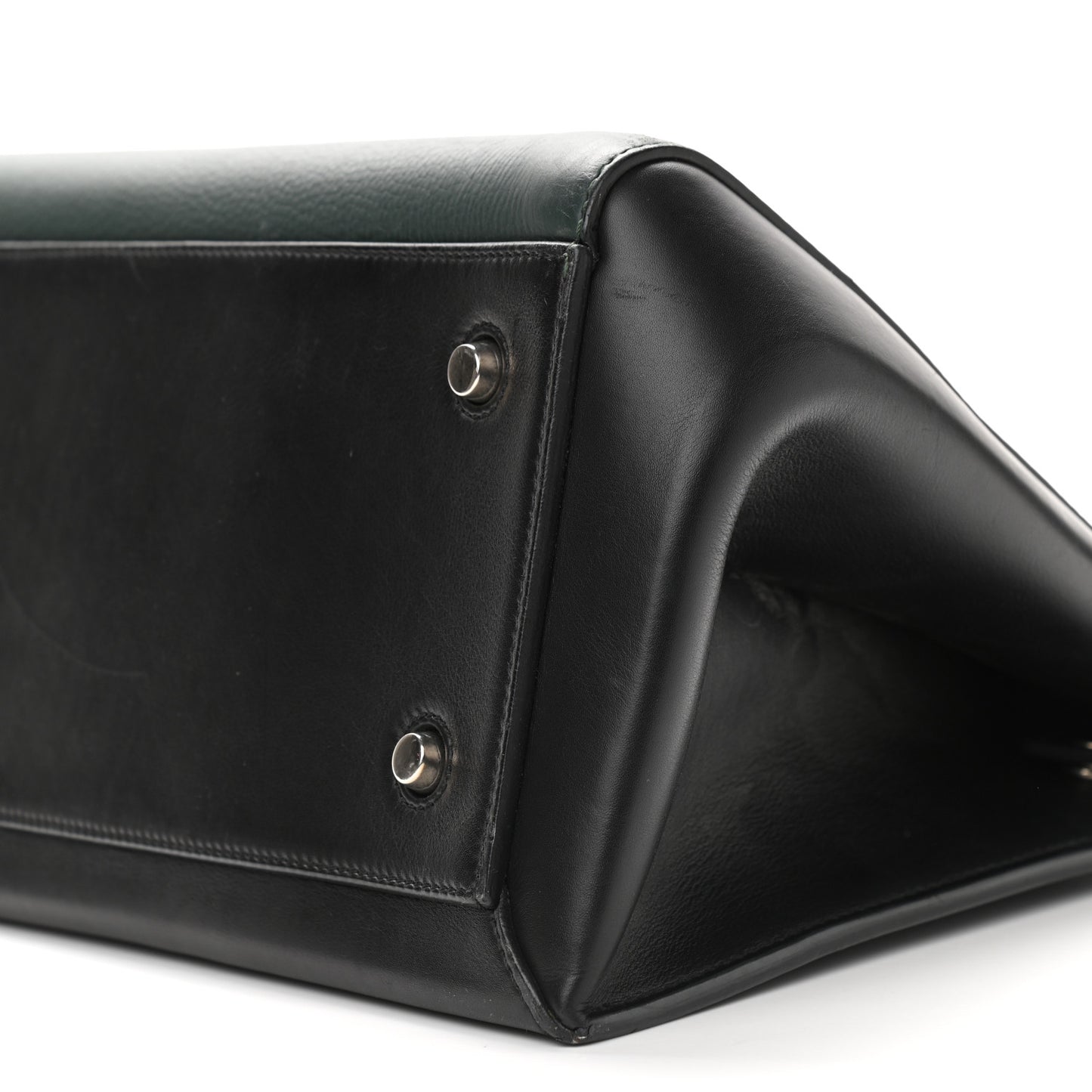 Grained Calfskin Small Bi-Color Edge Shoulder Bag Black Green
