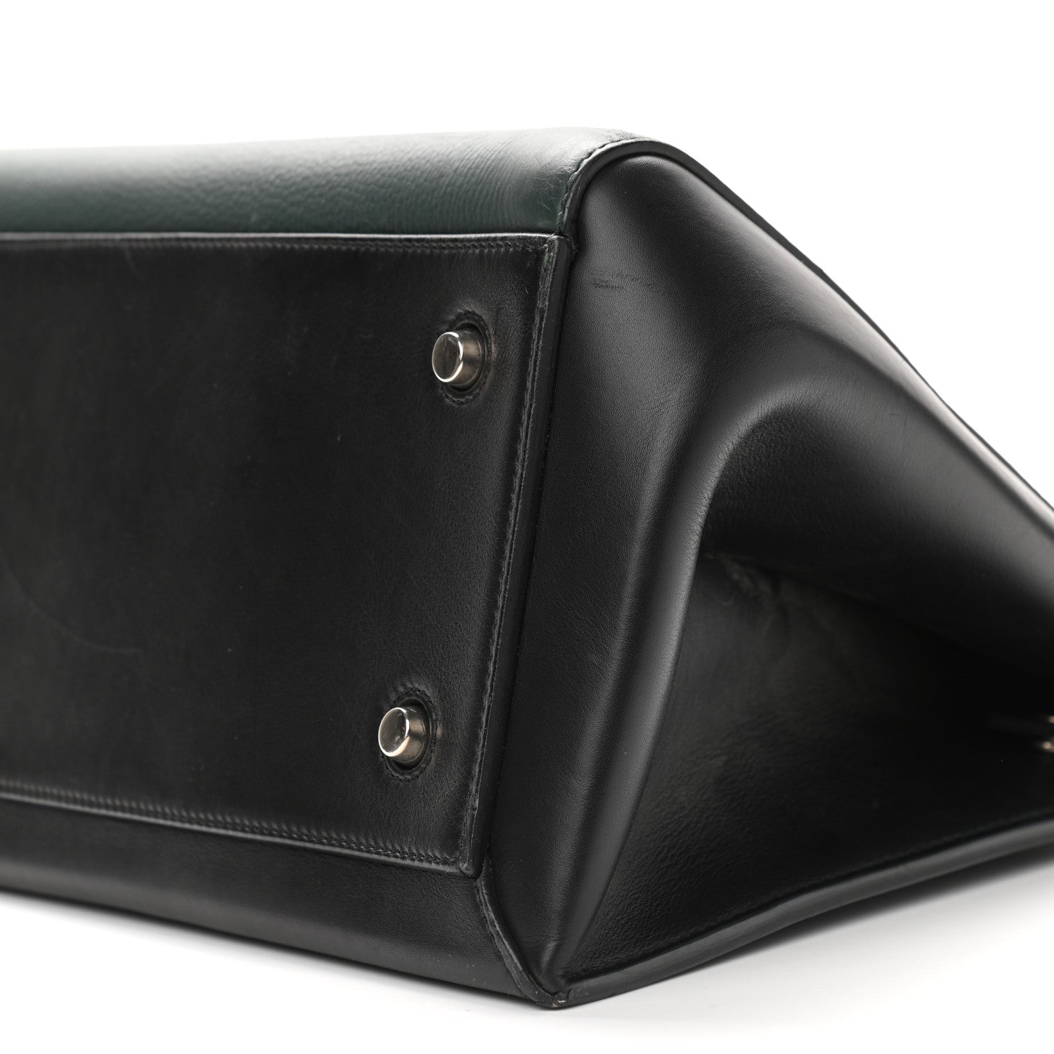 Celine Grained Calfskin Small Bi-Color Edge Shoulder Bag Black Green 9 of 15