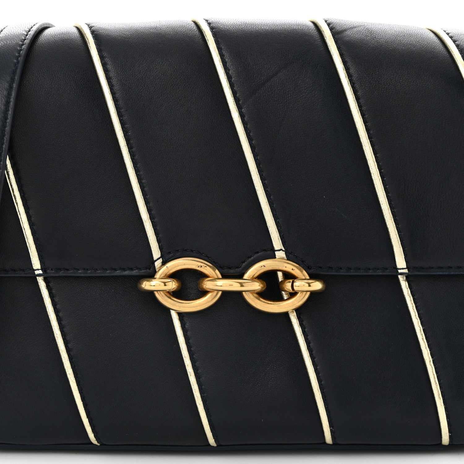 Saint Laurent Lambskin Quilted Le Maillon Satchel Marine 8 of 11