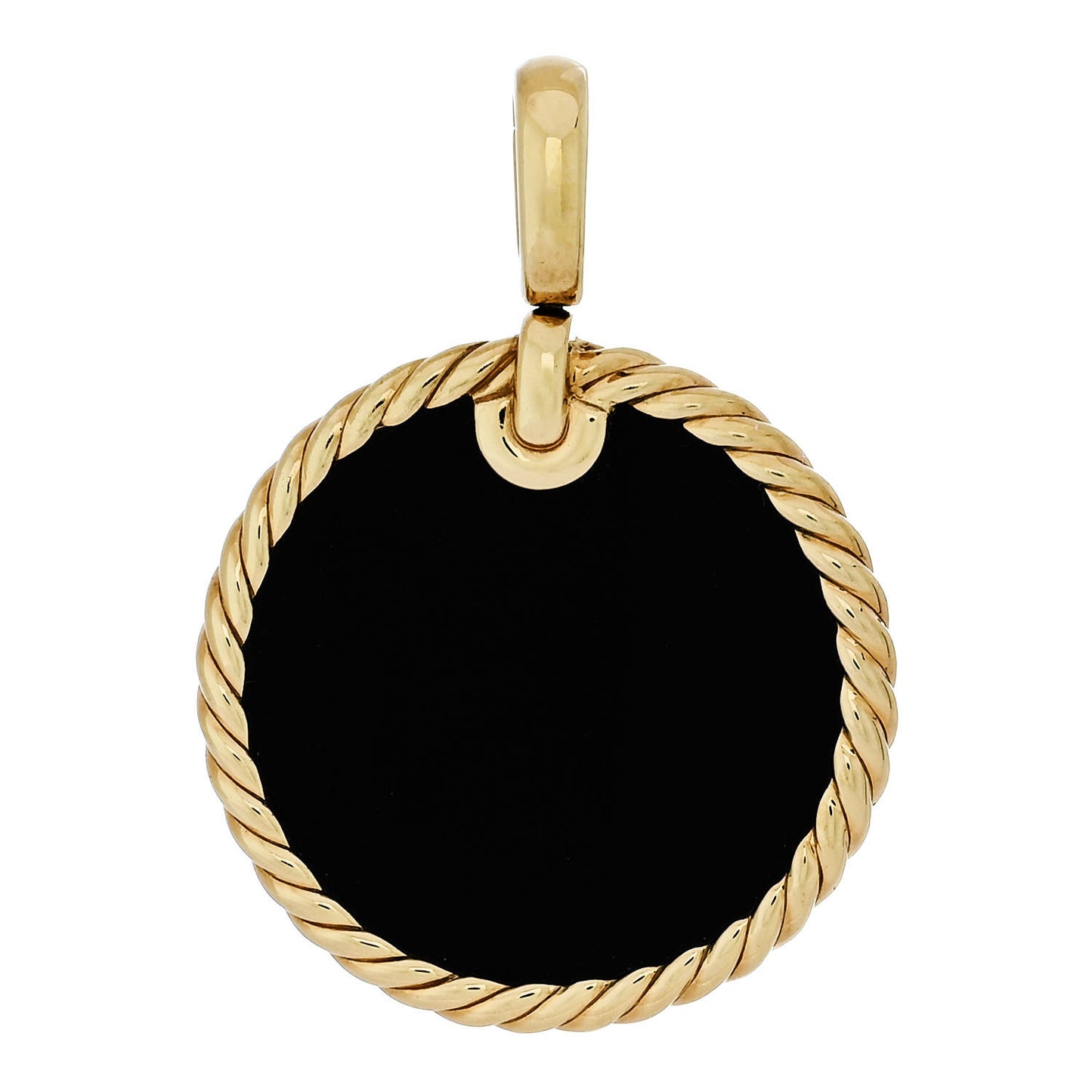 18K Yellow Gold Black Onyx Mother of Pearl Elements Disc Pendant