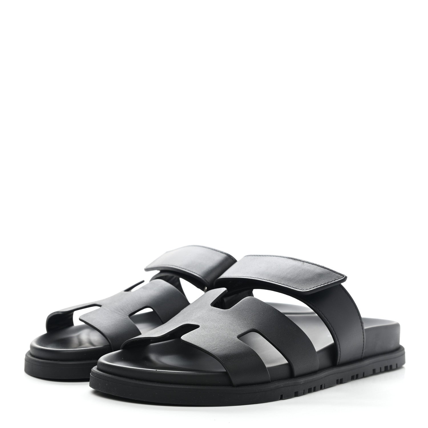 Hermes Calfskin Womens Chypre Sandals 36.5 Black 3 of 9