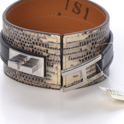 Hermes Lizard Box Manchette Drag Bracelet T3 Ombre Black 7 of 7