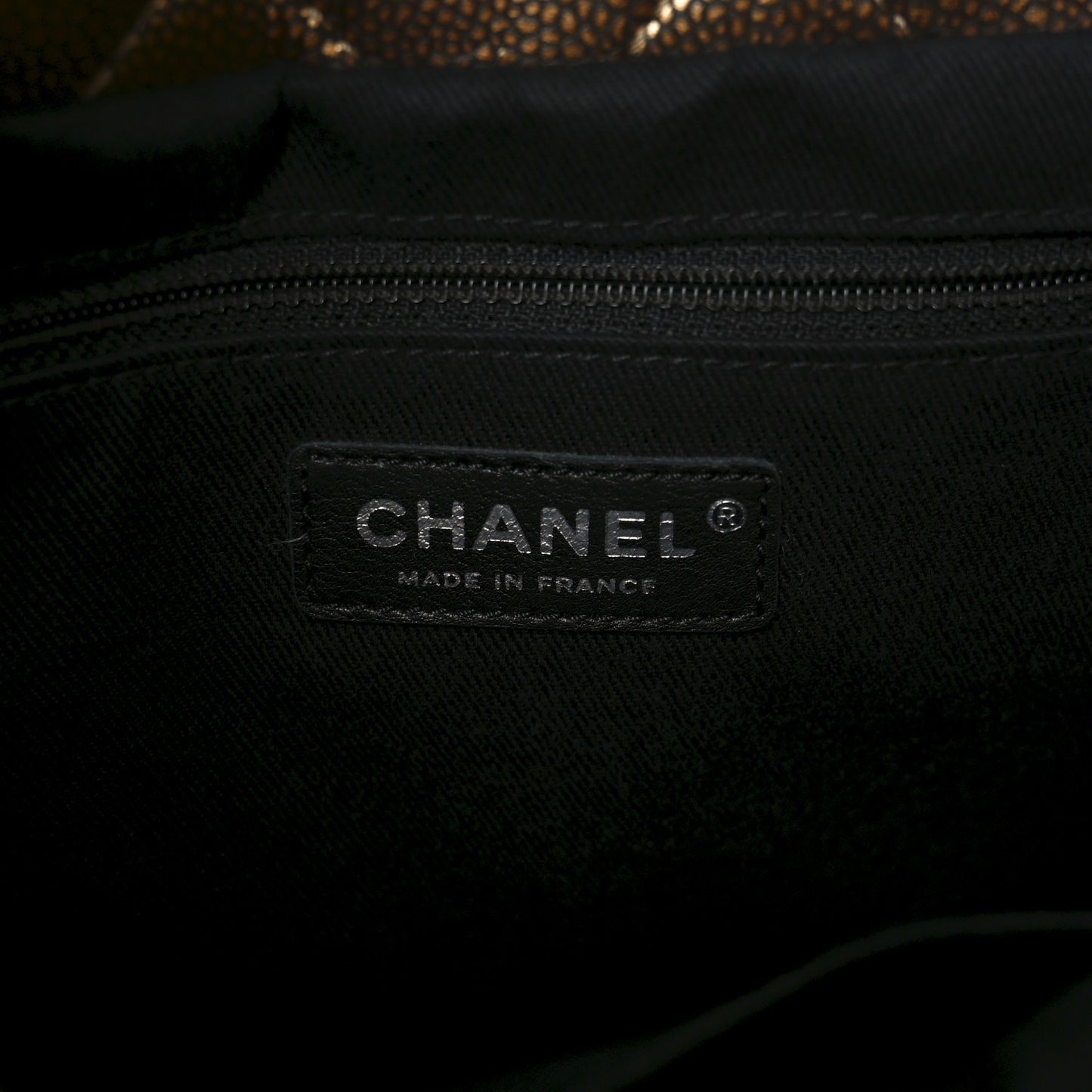 Metallic Caviar Quilted Large Timeless CC Soft Tote Bronze