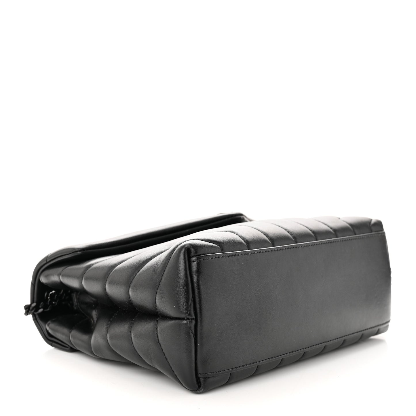 Calfskin Y Quilted Monogram Monochrome Small Loulou Chain Satchel Black
