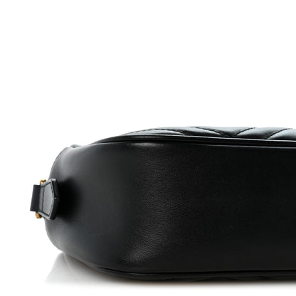 Gucci Calfskin Matelasse Small GG Marmont Chain Shoulder Bag Black 9 of 12
