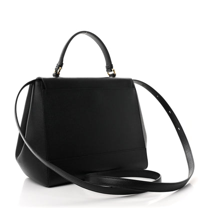 Salvatore Ferragamo Pebbled Calfskin Carrie O Shoulder Bag Black 3 of 10
