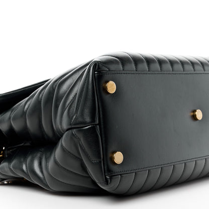 Saint Laurent SAINT LAURENT Calfskin Y Quilted Monogram Large Loulou Chain Satchel Black 12 of 15