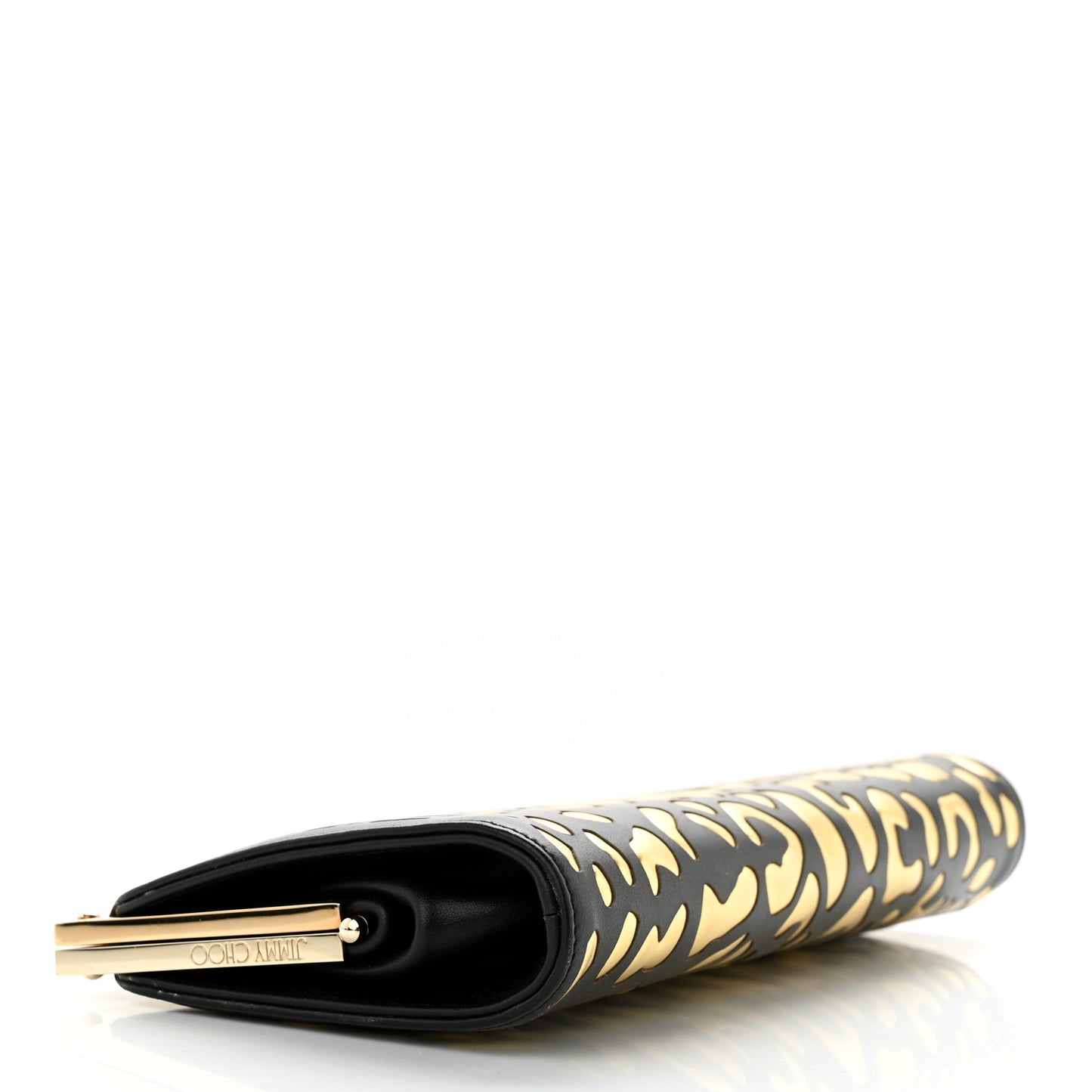 Calfskin Metallic Clutch Black Gold
