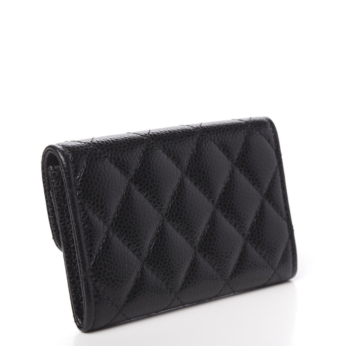 Caviar Quilted Flap Card Holder Black