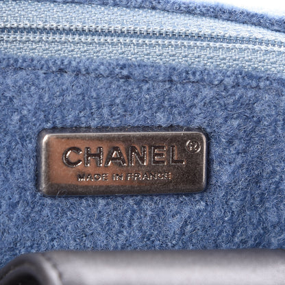 Chanel Felt Embroidered Large Crest Austrian Satchel Blue 7 of 9