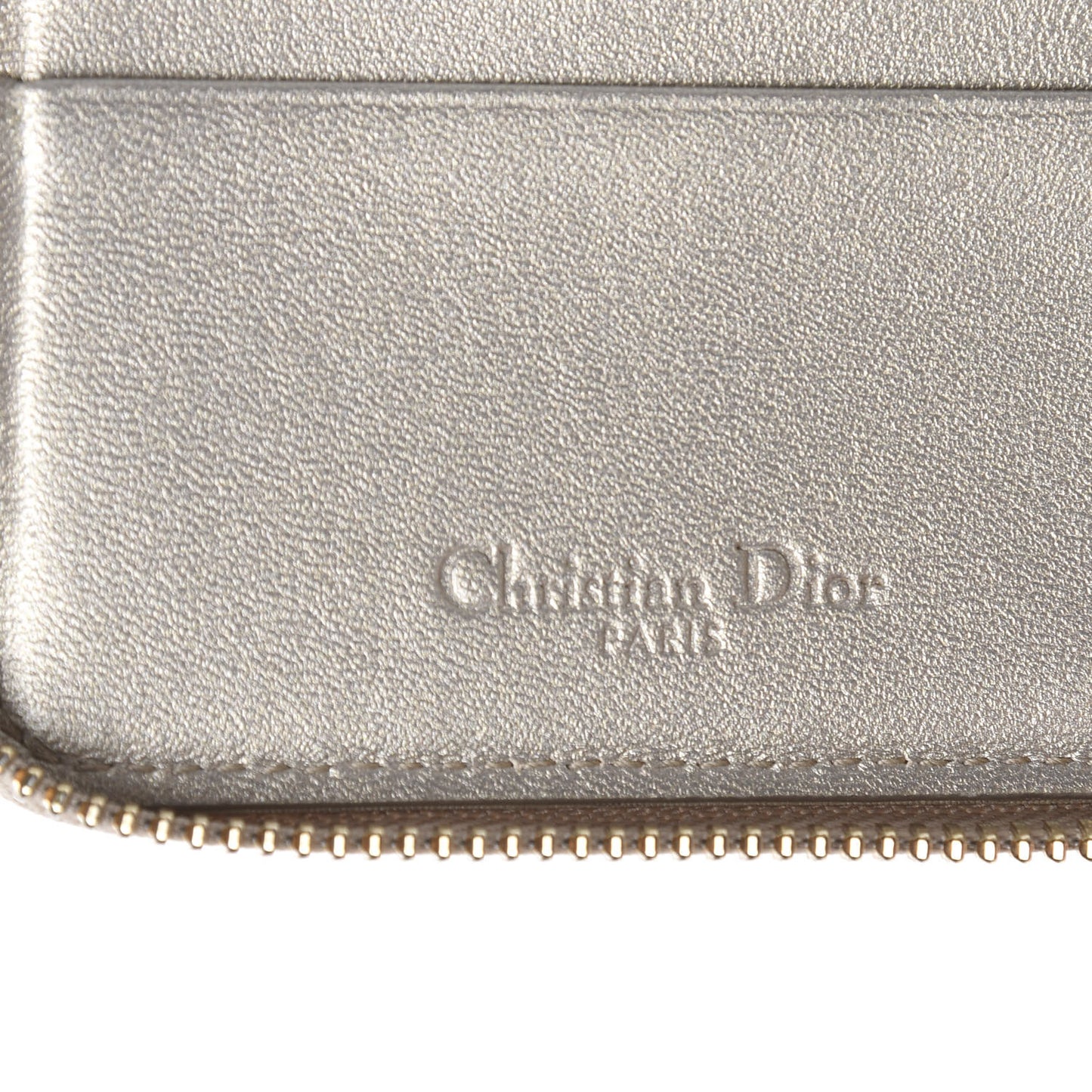 Metallic Calfskin Cannage Lady Dior Medium Wallet Gold