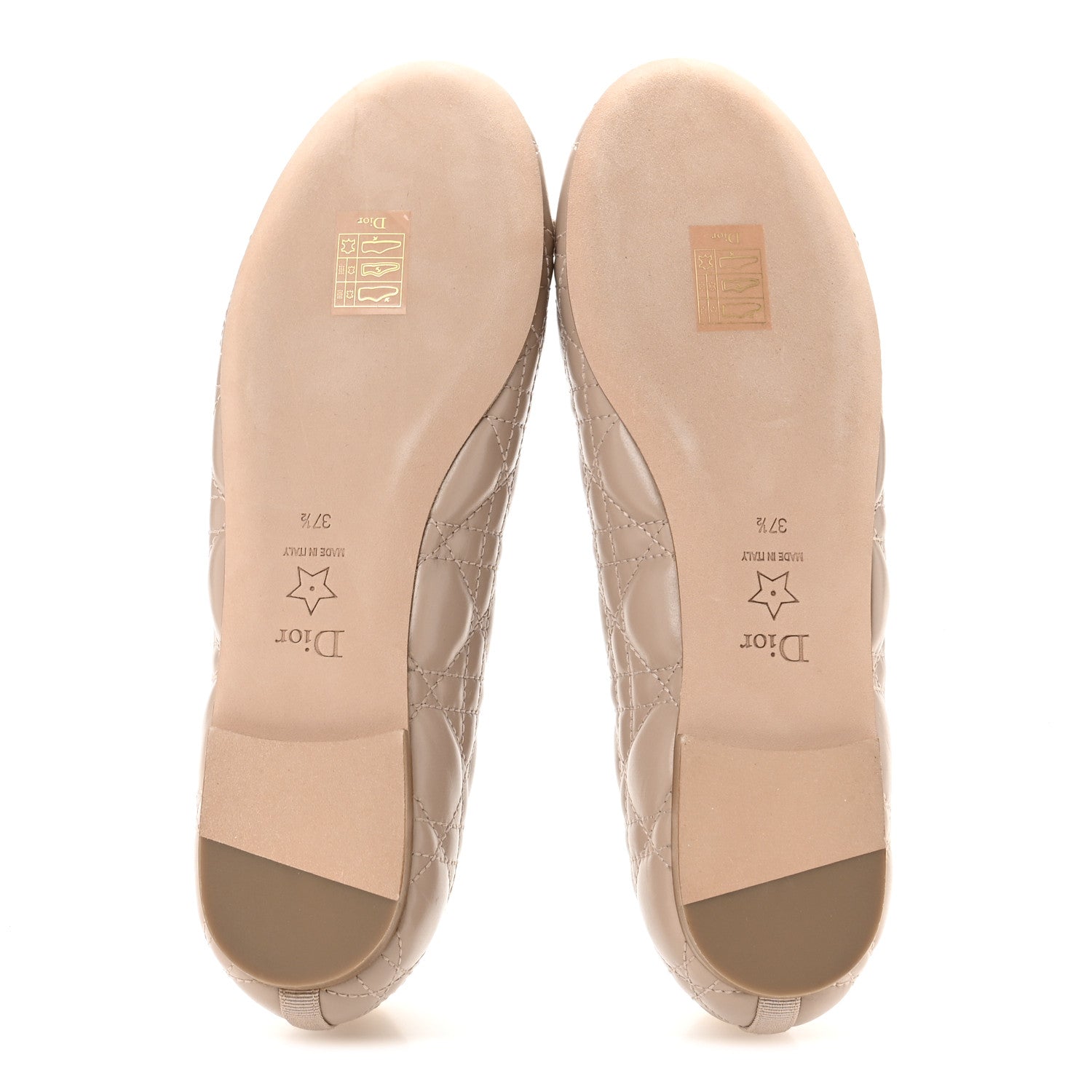 Christian Dior Calfskin Cannage Pearl Bow Ballet Flats 37.5 Nude 6 of 10