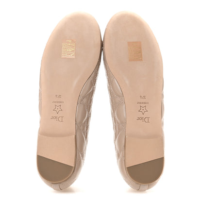 Christian Dior Calfskin Cannage Pearl Bow Ballet Flats 37.5 Nude 6 of 10
