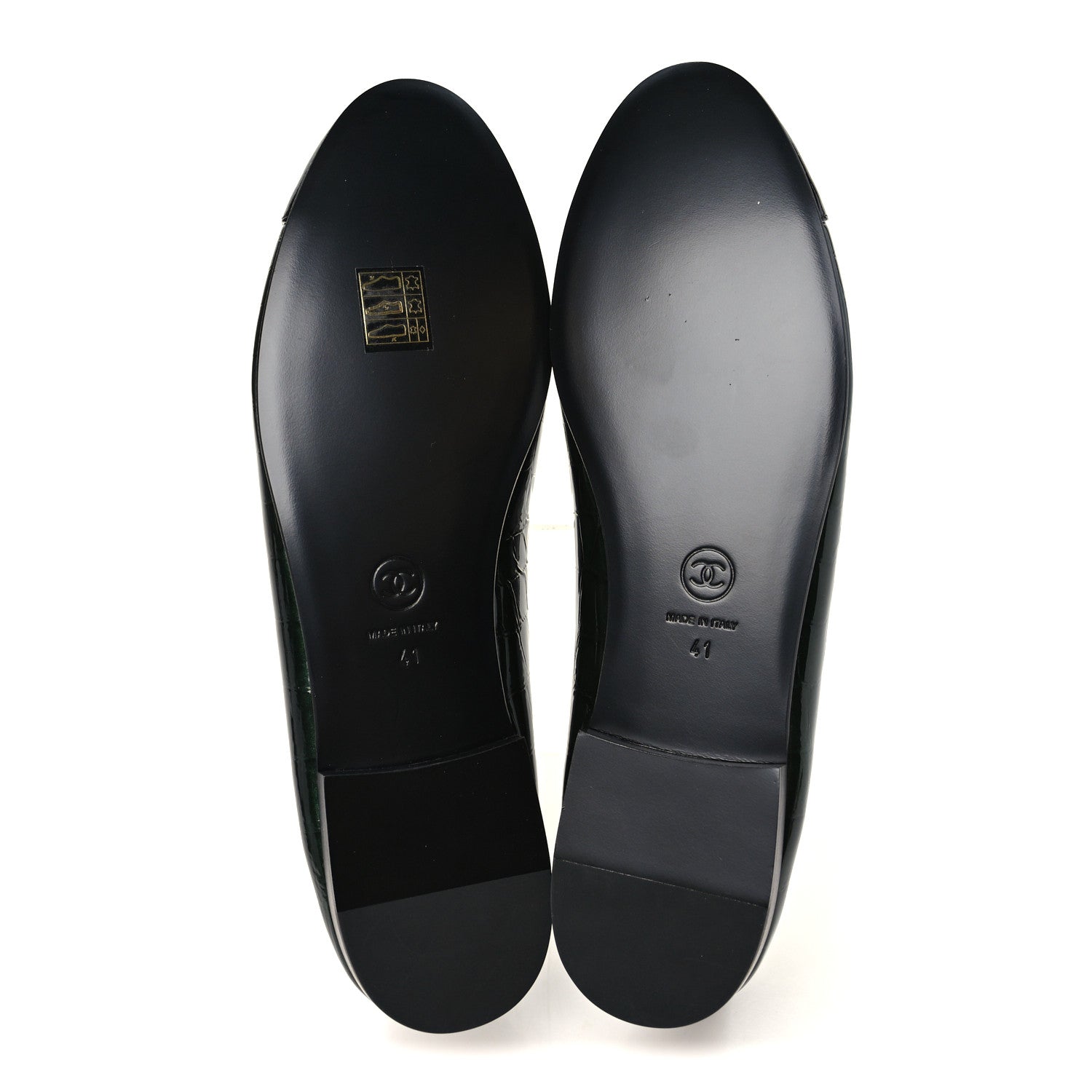 Chanel Patent Calfskin Crocodile Embossed Ballerina Flats 41 Dark Green Black 6 of 10