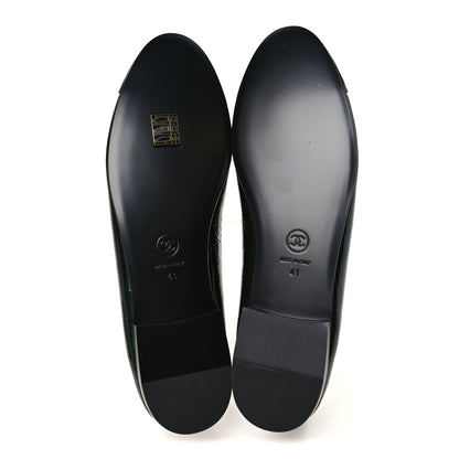 Chanel Patent Calfskin Crocodile Embossed Ballerina Flats 41 Dark Green Black 6 of 10