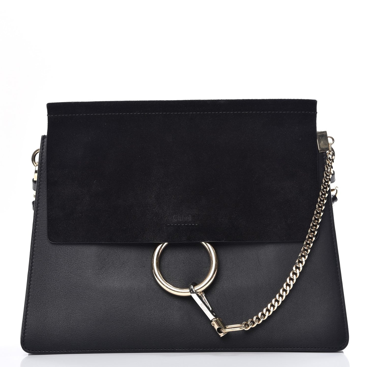 Suede Calfskin Medium Faye Shoulder Bag Black