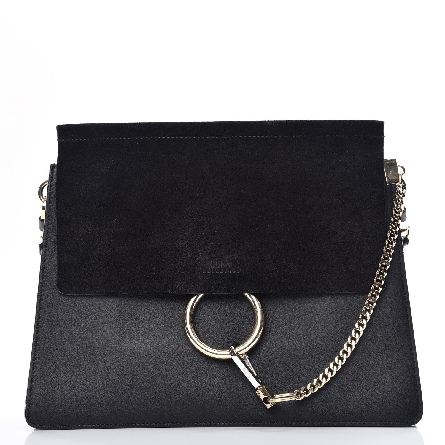 Chloe Suede Calfskin Medium Faye Shoulder Bag Black 1 of 9