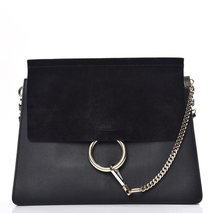 Chloe Suede Calfskin Medium Faye Shoulder Bag Black 1 of 9