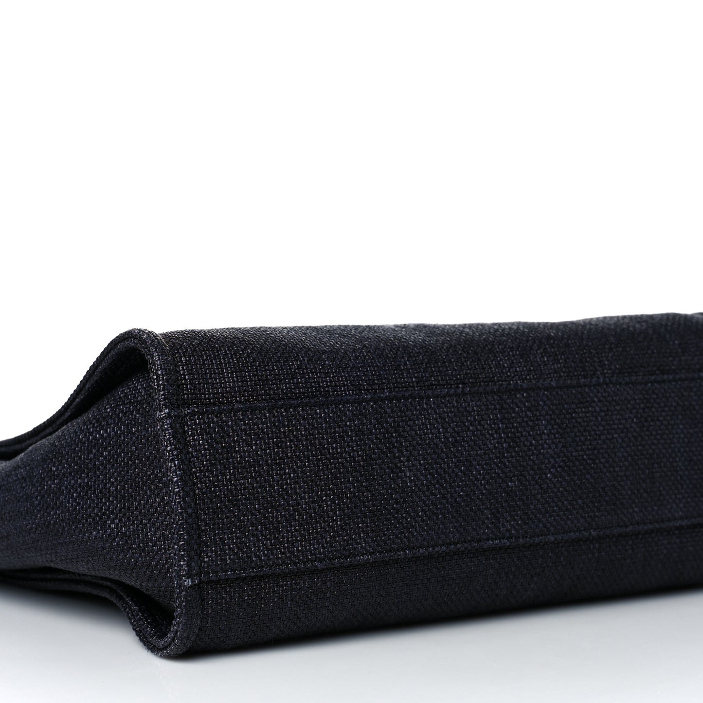 Woven Straw Raffia Small Deauville Tote Black