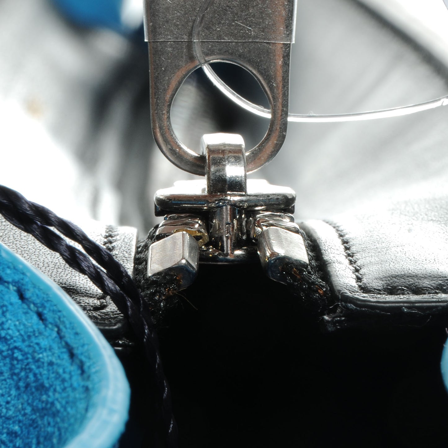 Calfskin and Suede Small Tri-Color Trapeze Turquoise