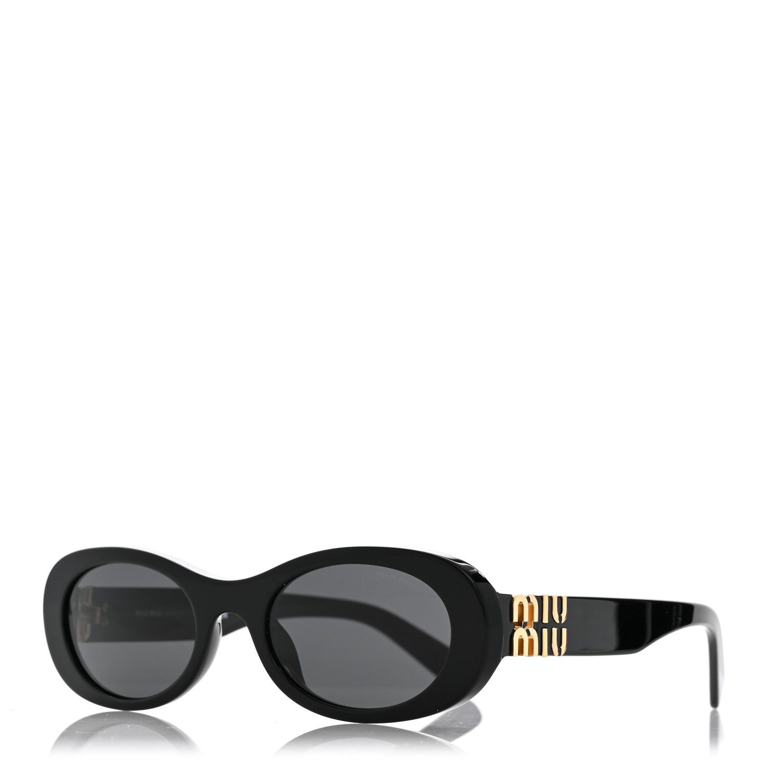 Miu Miu Acetate Oval Sunglasses SMU 06Z Black 1 of 8
