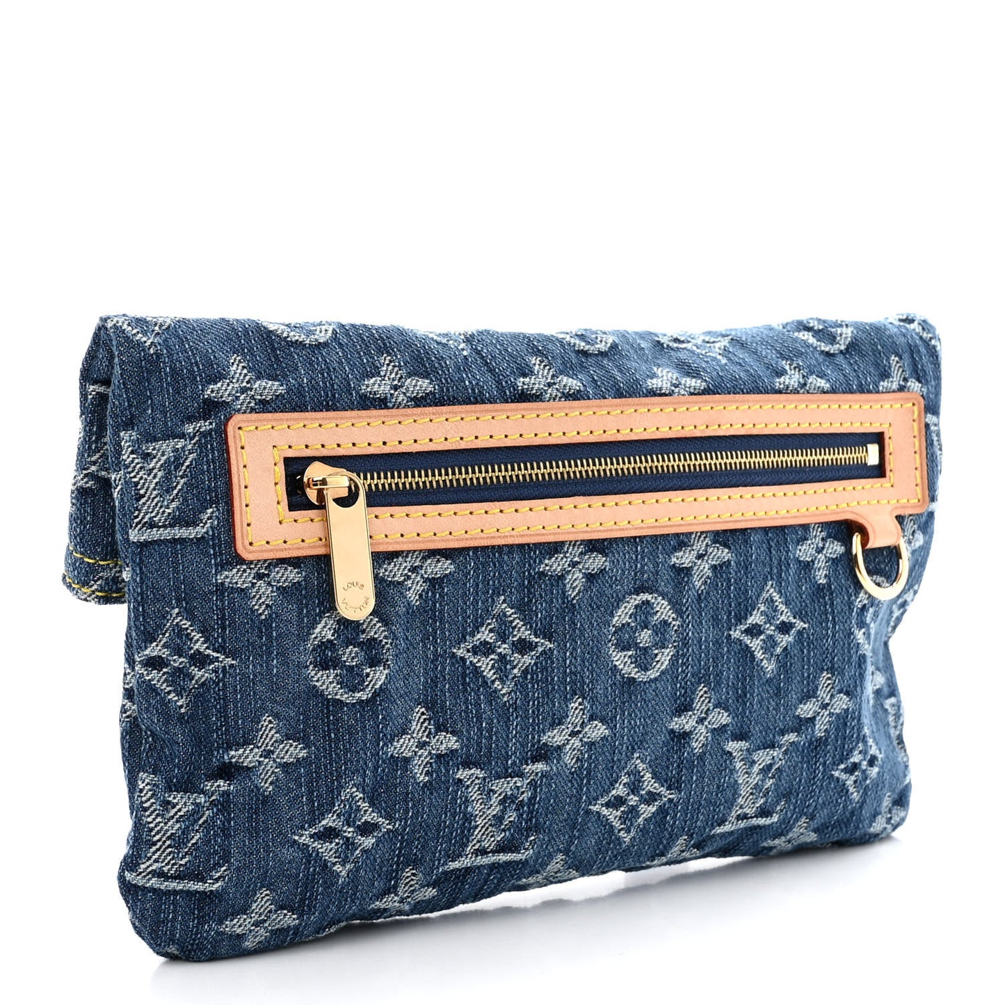 Monogram Denim Pochette Plat Clutch Blue
