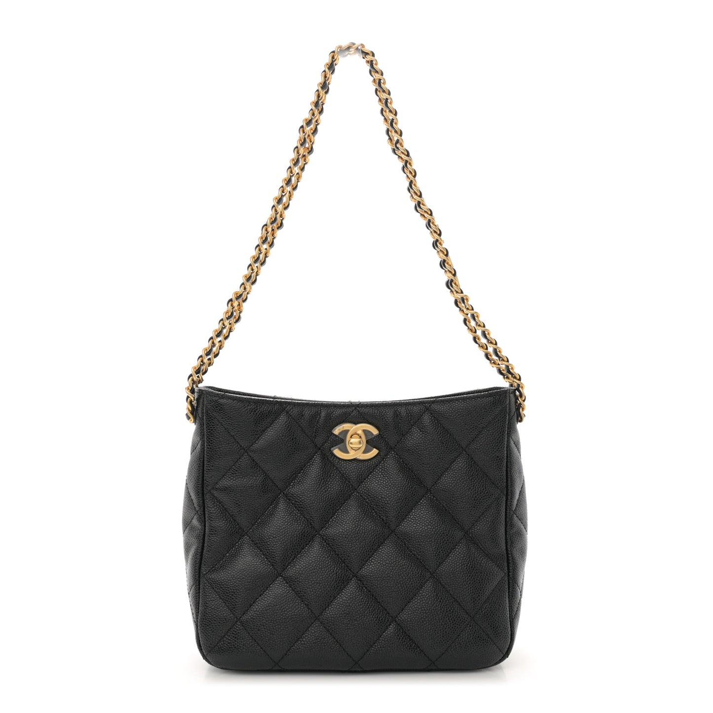 Caviar Quilted Small Pick Me Up Hobo Black
