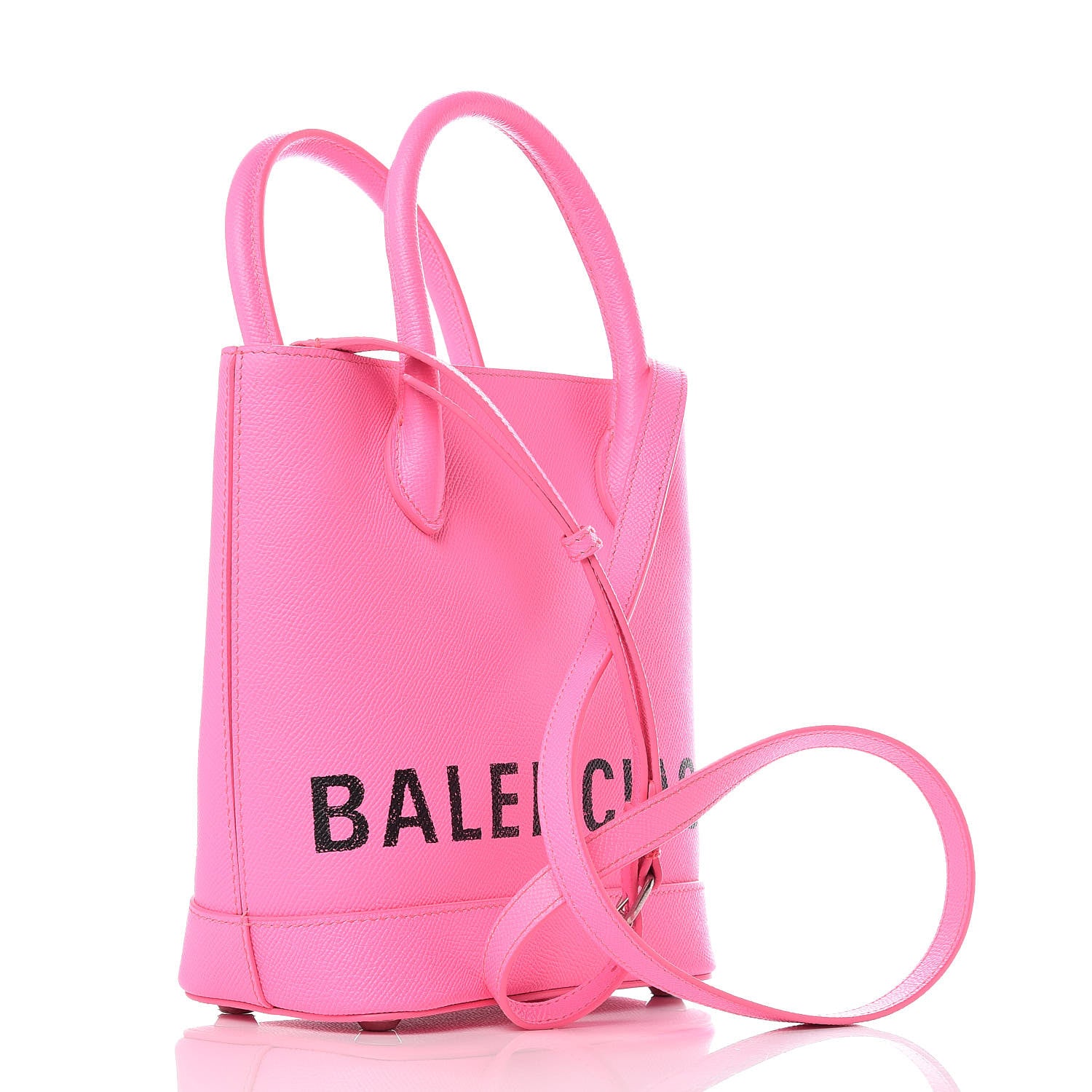 Balenciaga Grained Calfskin Ville Aj Tote XXS Acid Pink 3 of 9