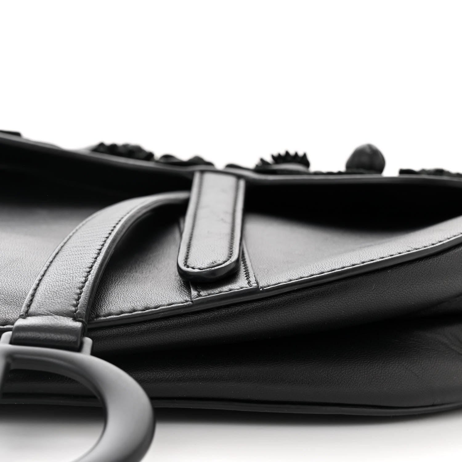 Christian Dior Lambskin 3D Floral Saddle Bag Black 10 of 10