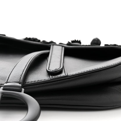 Christian Dior Lambskin 3D Floral Saddle Bag Black 10 of 10