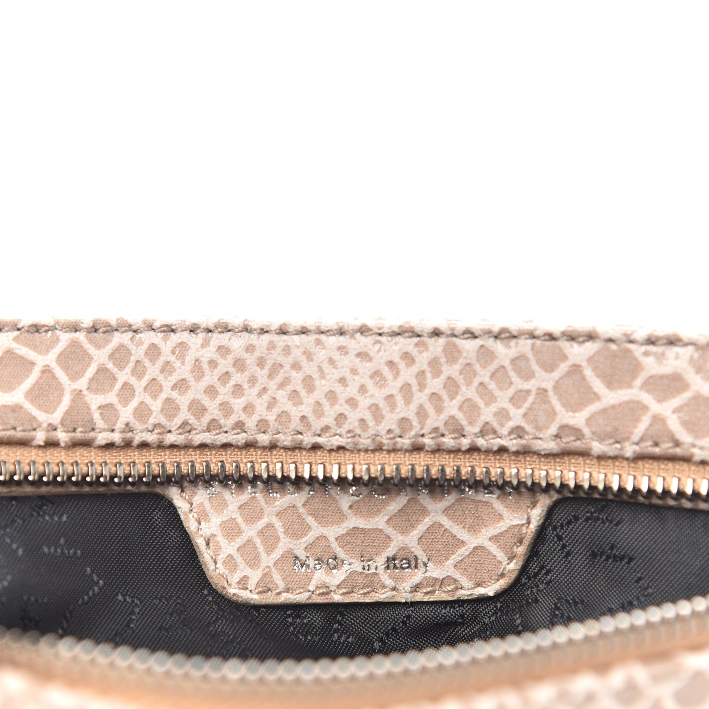 Eco Python Embossed Falabella Fold Over Clutch Brown