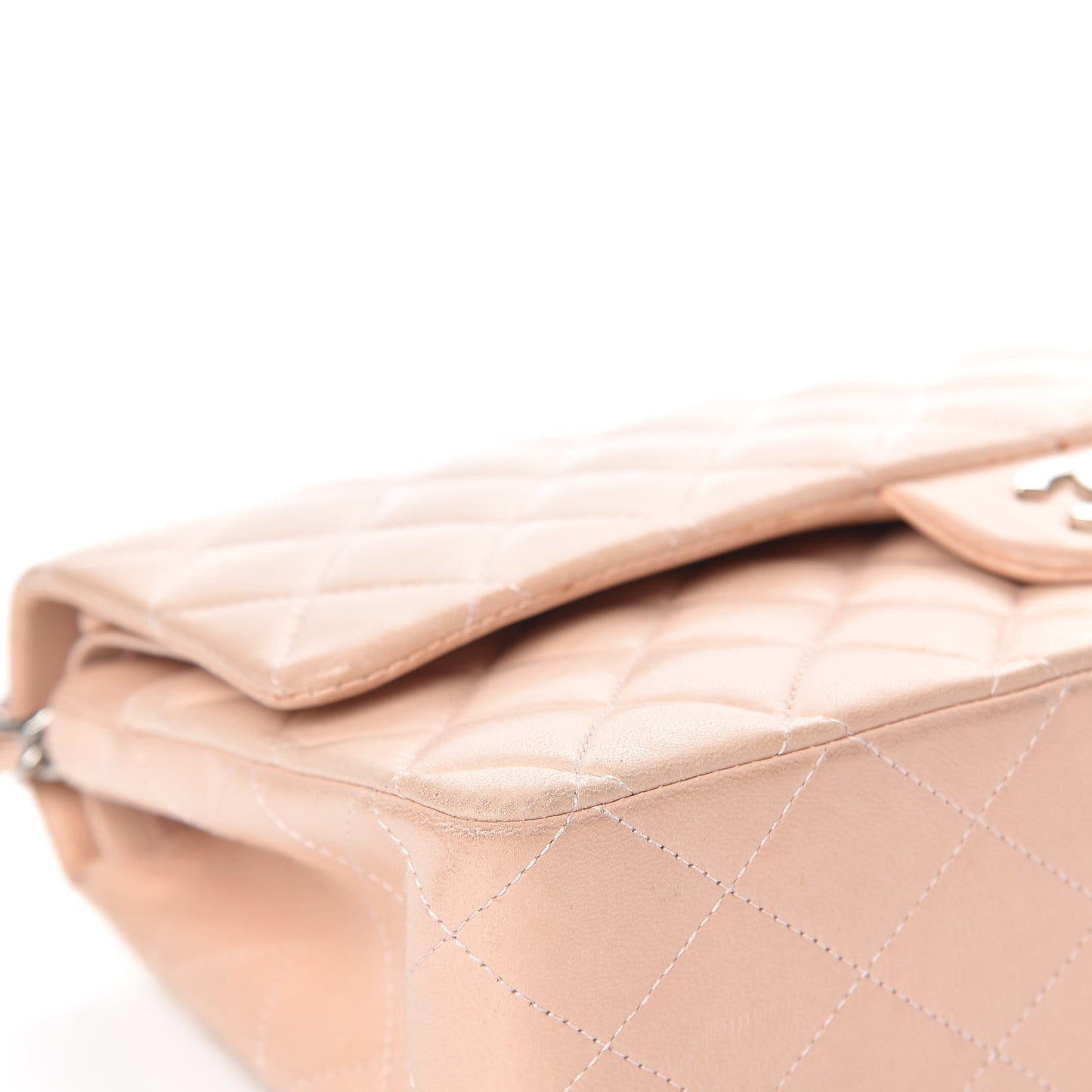 Lambskin Quilted Medium Double Flap Light Pink