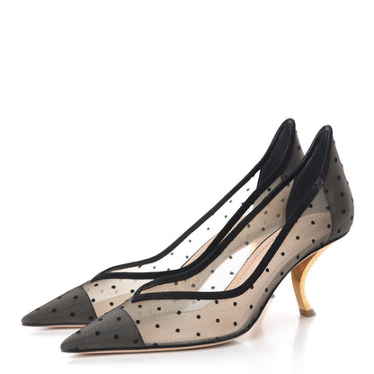 Christian Dior Suede Mesh Plumetis D-Sculpture Pumps 41 Black 3 of 11