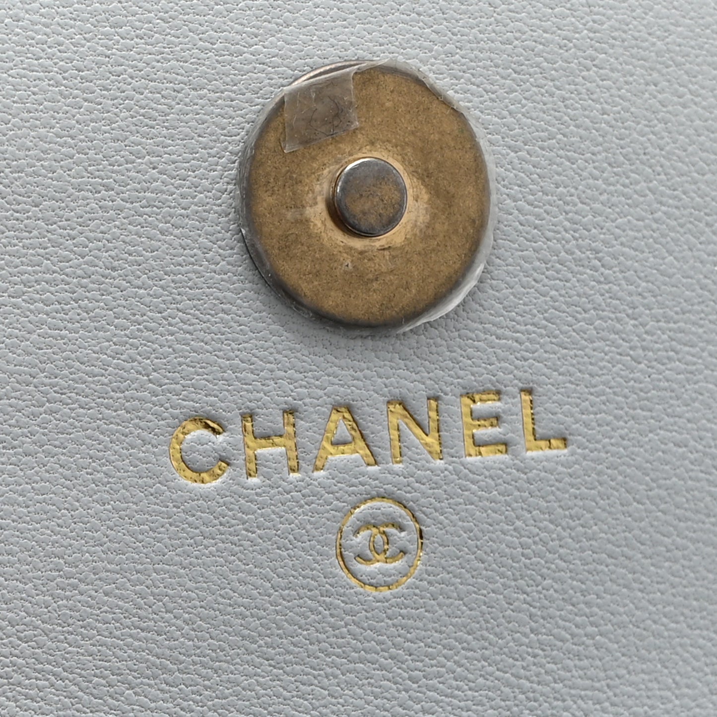 Lambskin Quilted Chanel 19 Flap Card Holder With Chain Light Blue