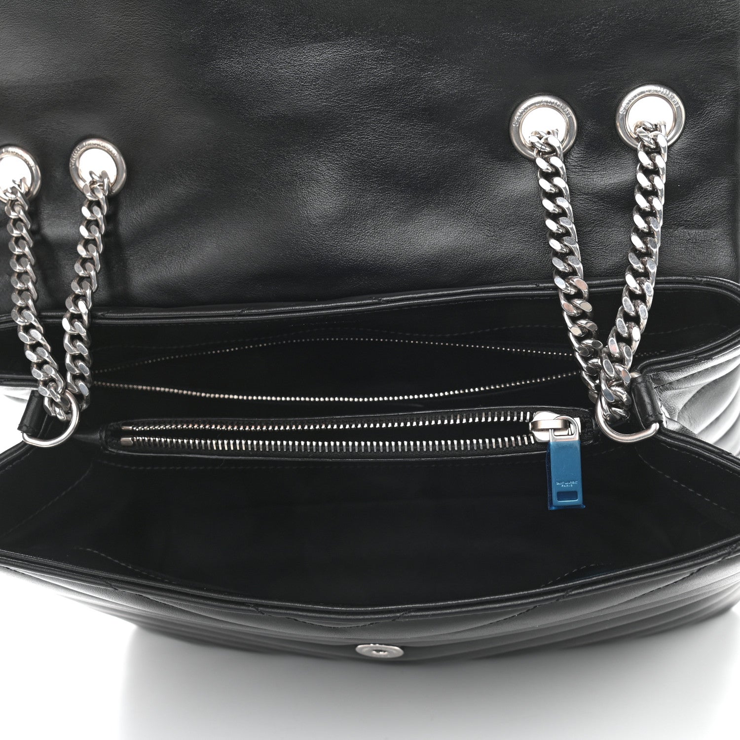 Saint Laurent Calfskin Y Quilted Monogram Medium Loulou Chain Satchel Black 4 of 9