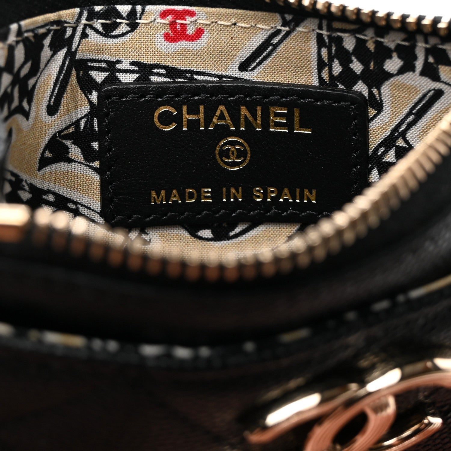 Chanel Caviar Quilted Striated Zip Card Holder Wallet Black 6 of 8