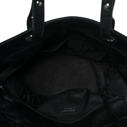 Chanel Coated Canvas Quilted Large Paris Biarritz Tote Black 5 of 10
