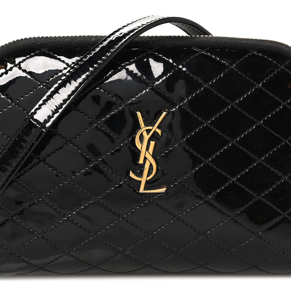 Lambskin Quilted Gaby Zipped Pouch Black