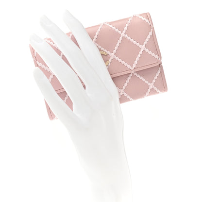 Chanel Lambskin Quilted Stitch Flap Card Holder Pink White 2 of 9