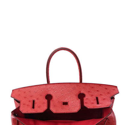 Hermes Ostrich Birkin 35 Rouge Vif 13 of 37